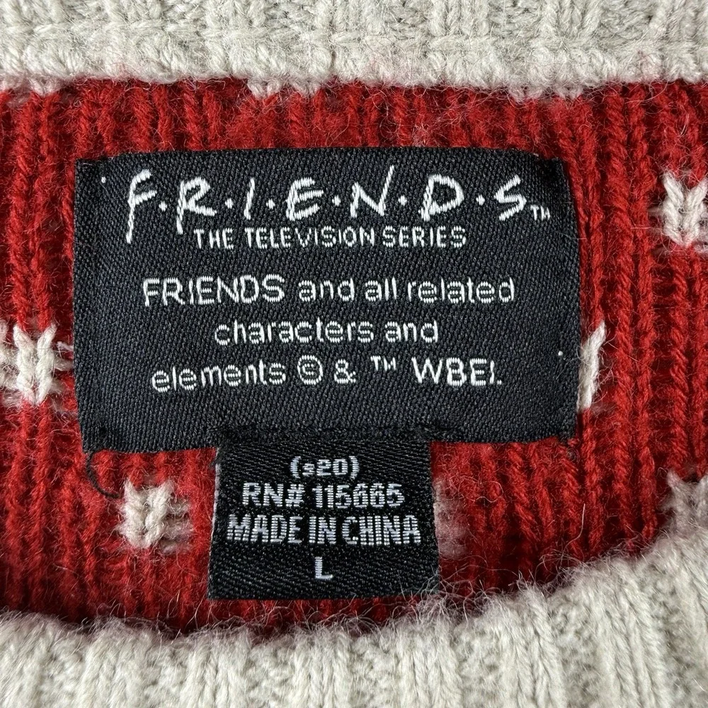 Friends Christmas Sweater ADULT LARGE Pullover Crew‎ Neck Holiday Y2K TV Series